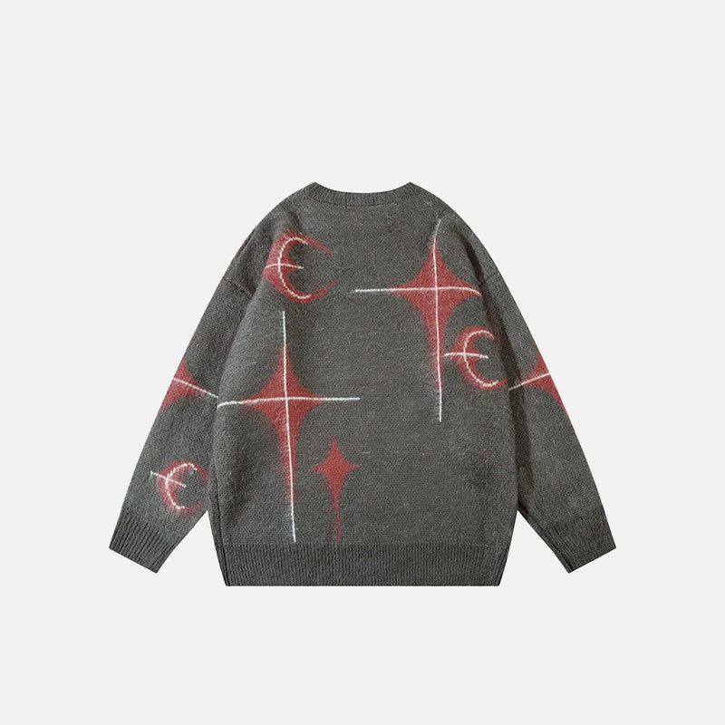 Star Moon Graphic Knitted Sweater