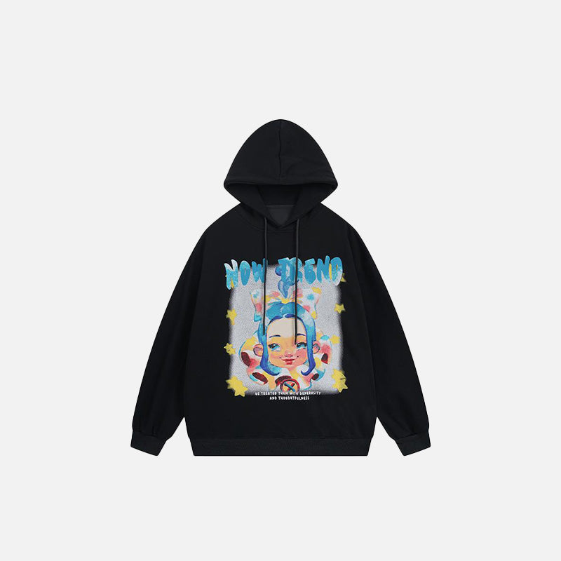 Cartoon Girl Star Graphic Hoodie