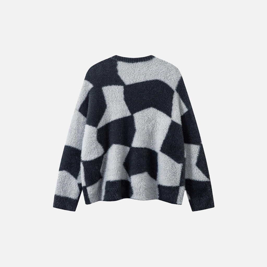 Y2K Abstract Grid Knitted Sweater