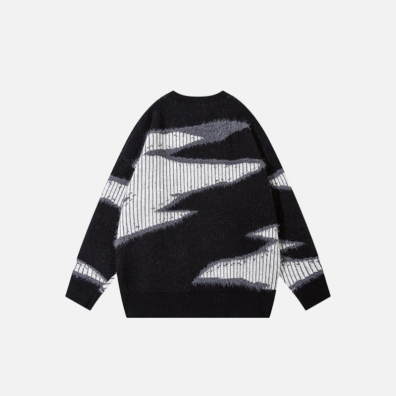Scratched Knitted Color Block Sweater