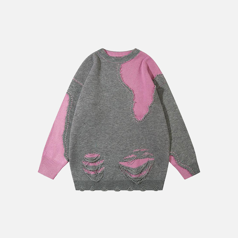 Loose Ripped Shoulder Sweater