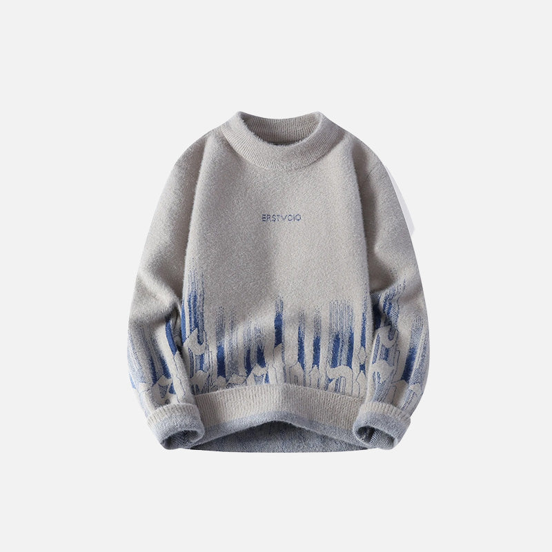 Front view of the gray Winter Fluffy Fleece Sweater in a gray background