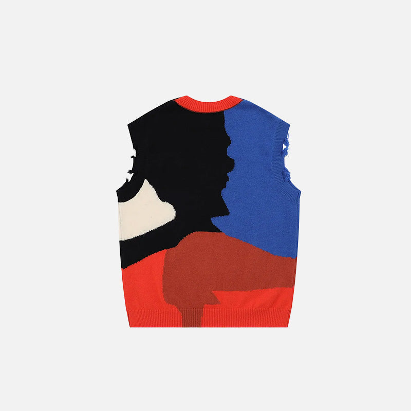 Geometric Color Patches Knitted Vest