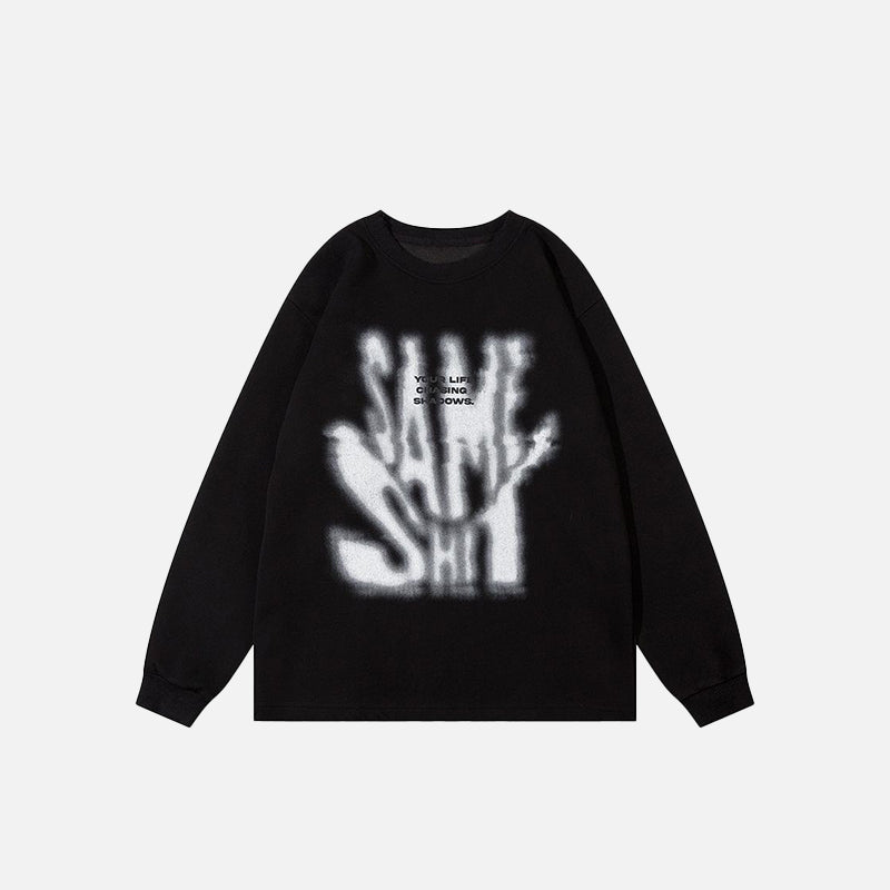 Life Chasing Shadow Print Sweatshirt