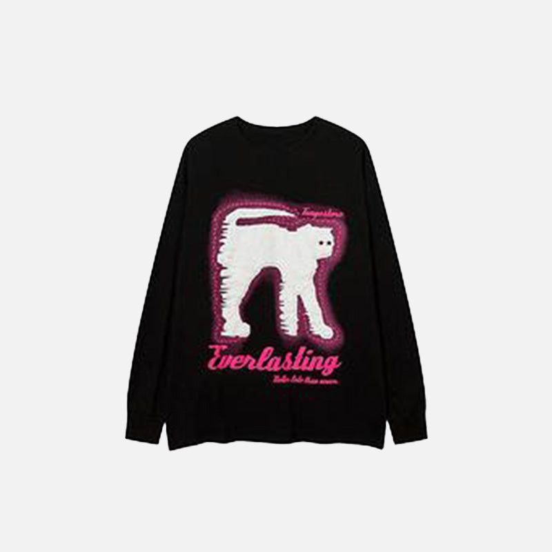 Cartoon Cat Graphic Loose Sweatshirt