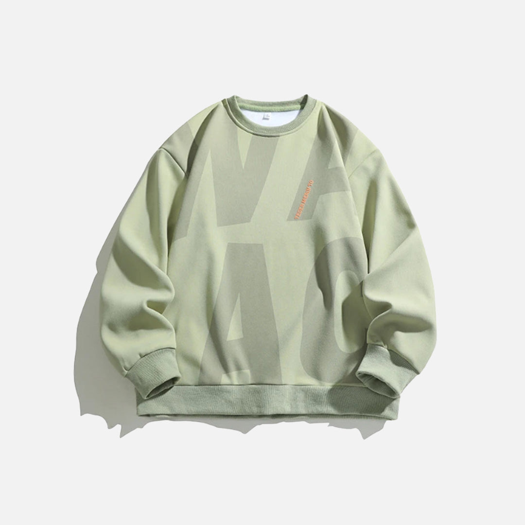 Front view of the green Abstract Motion Sweatshirt in a gray background