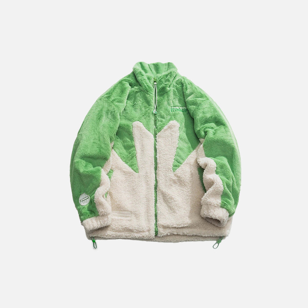 Front view of the green Dynamic Split Fleece Jacket in a gray background