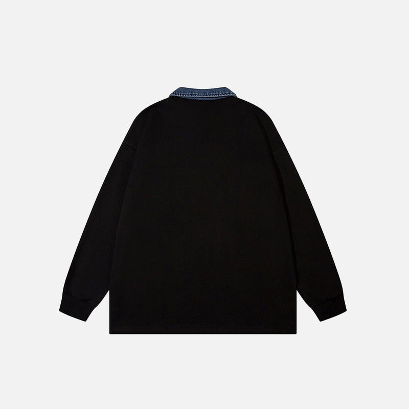 Butterfly Patches Oversized Denim Sweatshirt