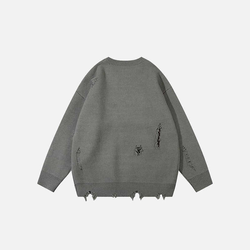 Embroidery Butterfly Ripped Sweater