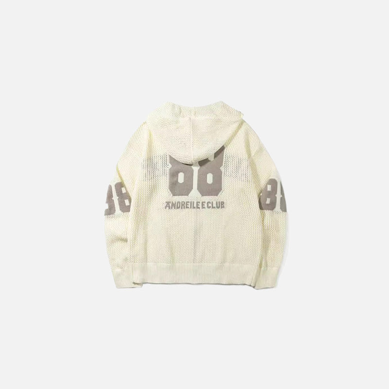 Retro Hooded Beige Sweater