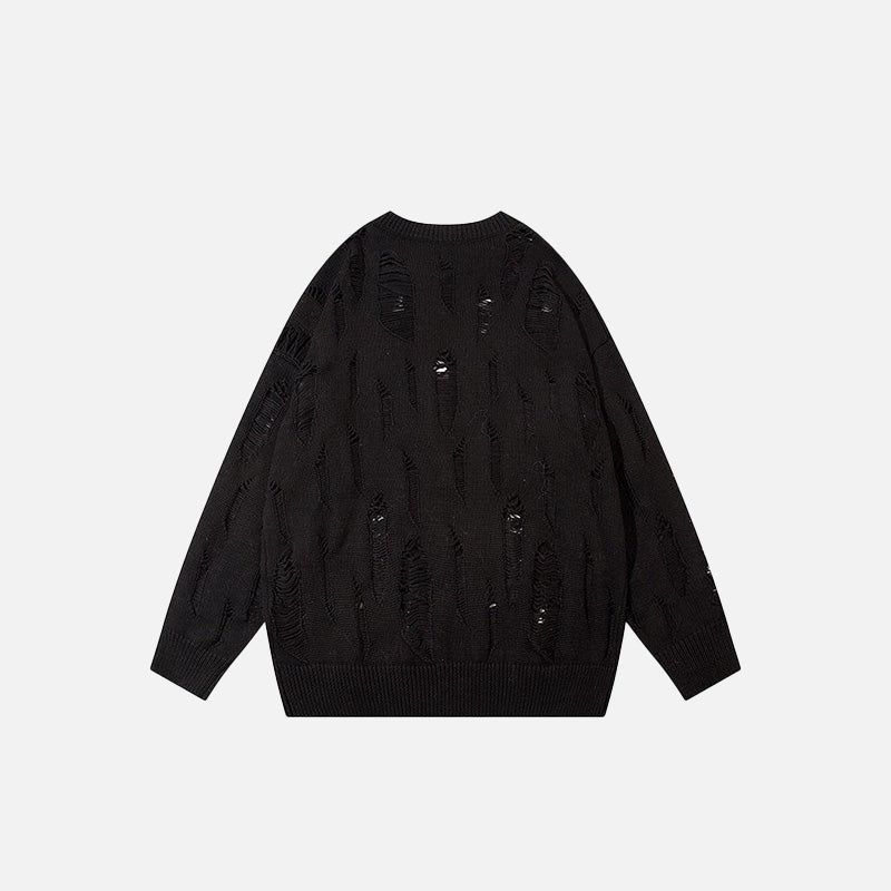 Y2k Ripped Loose Solid Color Sweater