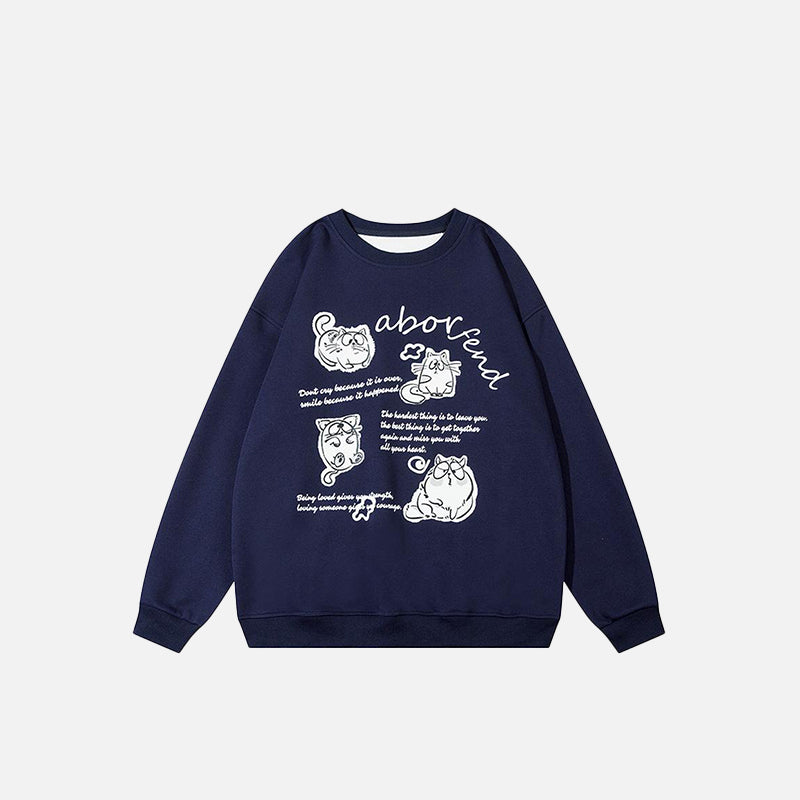 Wise Cat Print Sweatshirt