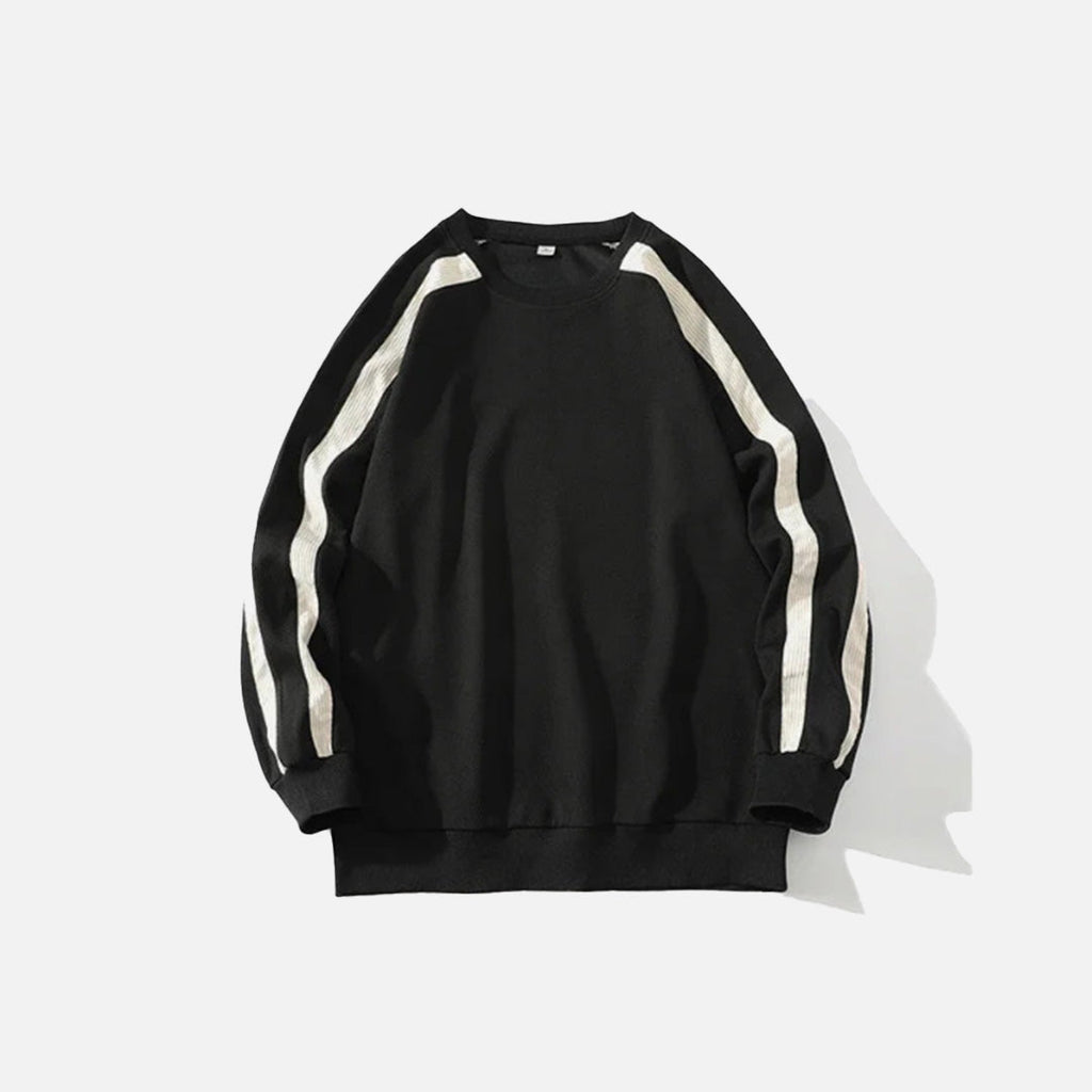 Front view of the black Y2K Edge Track Sweatshirt in a gray background