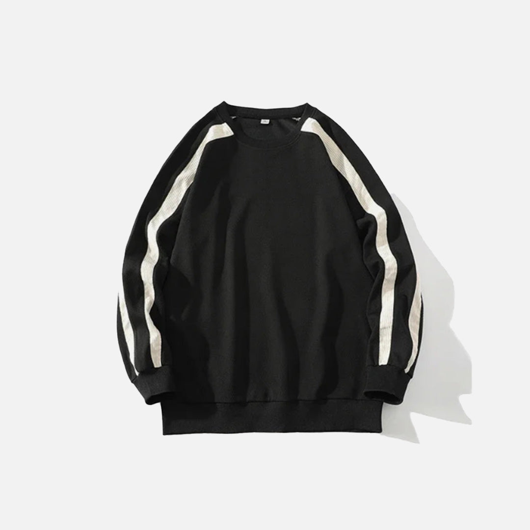 Front view of the black Y2K Edge Track Sweatshirt in a gray background