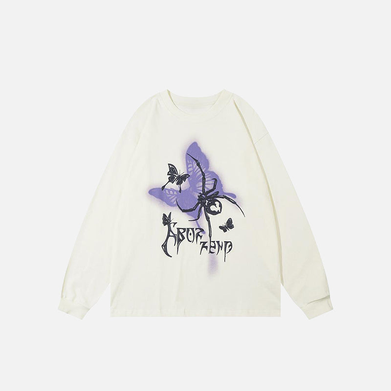 Butterfly and Spider Graphic Sweatshirt