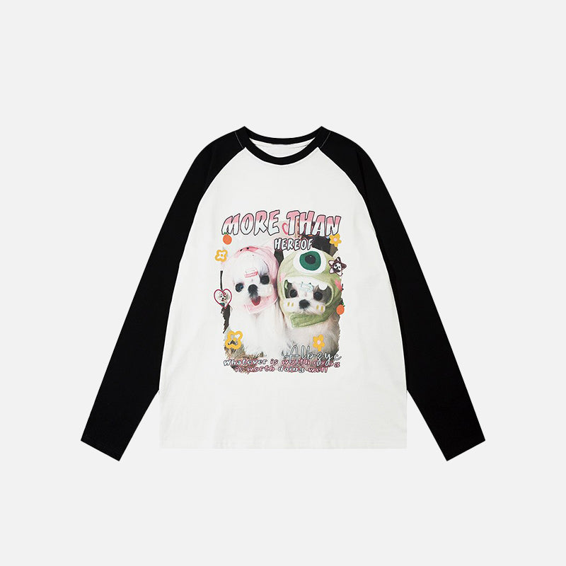 Oversized Dogs Picture Long Sleeve Sweatshirts