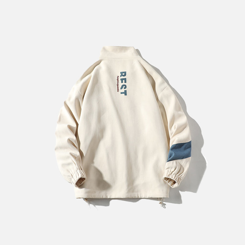 Vintage Letter Print Patchwork Jacket