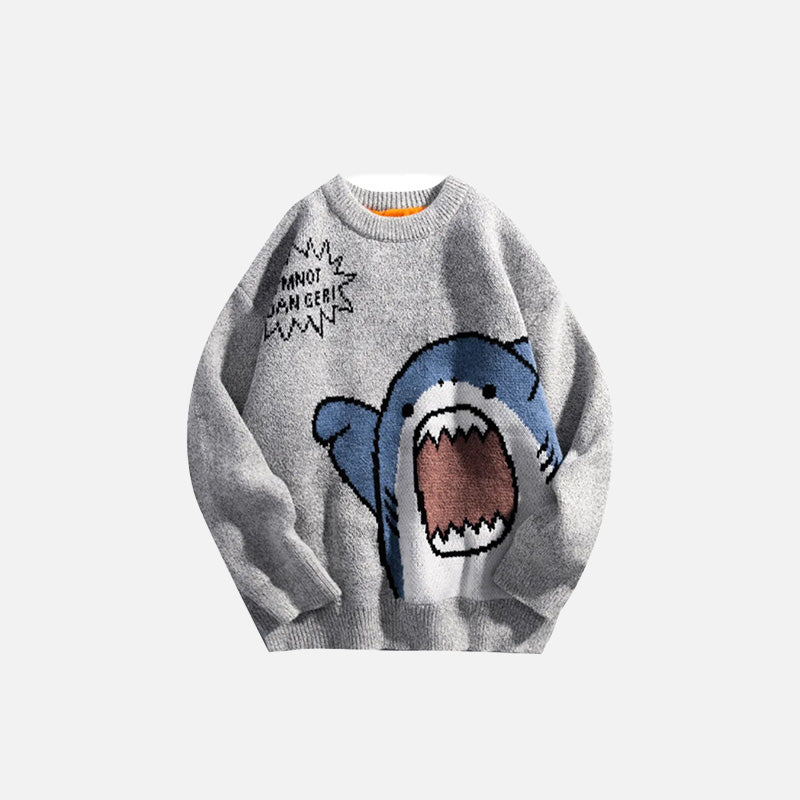 Oversized Scary Shark Knitted Sweater