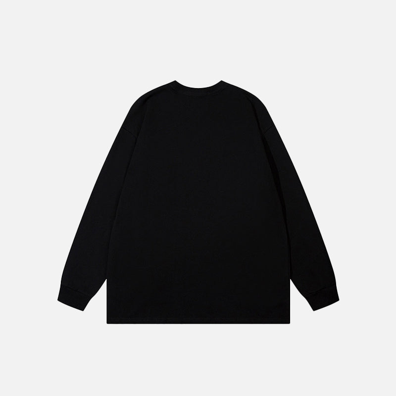 Oversized Cartoon Blindfolded Girl Sweatshirt