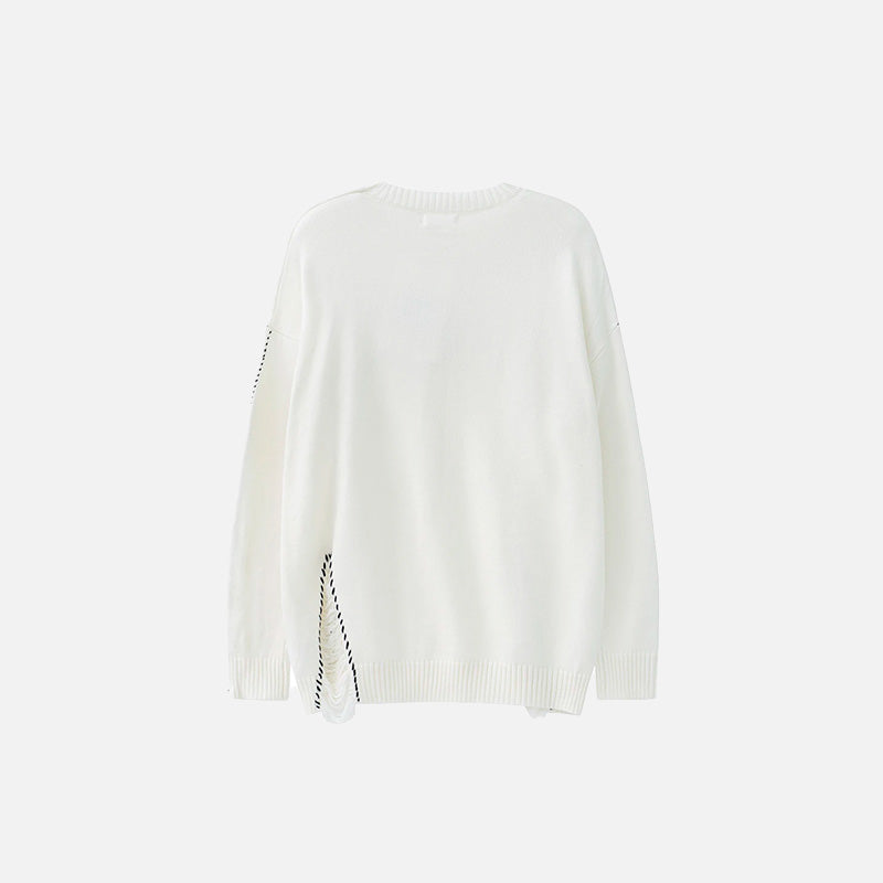Ripped White Stitches Sweater