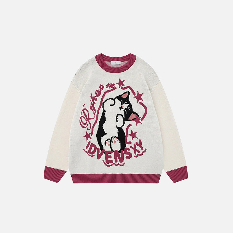 Dreaming Cat Knitted Sweater