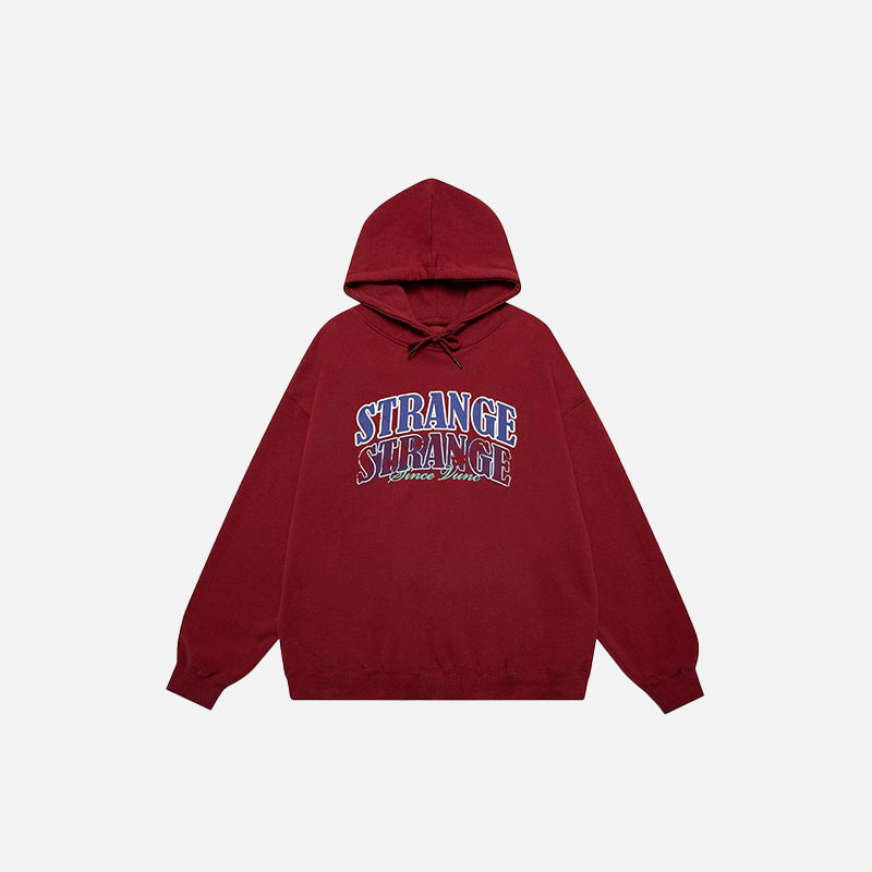 "Strange" Faded Letter Print Hoodie