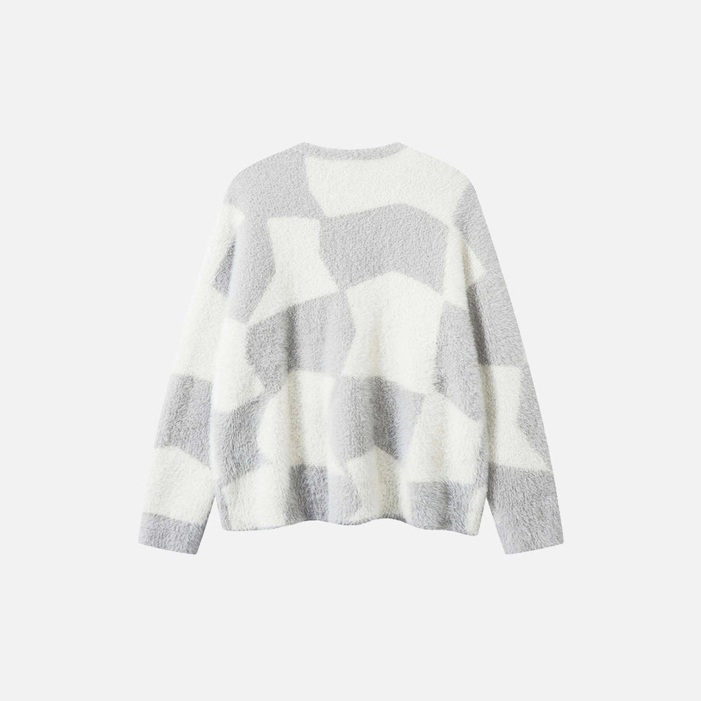 Y2K Abstract Grid Knitted Sweater