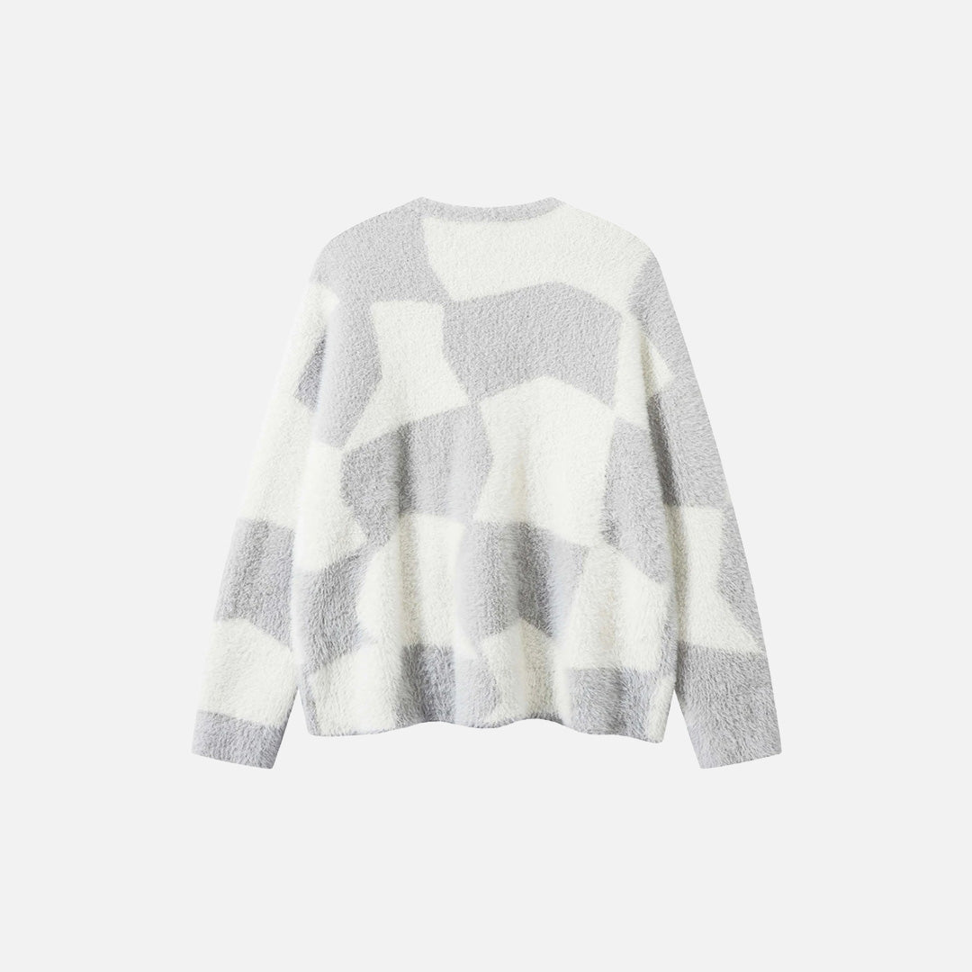 Y2K Abstract Grid Knitted Sweater
