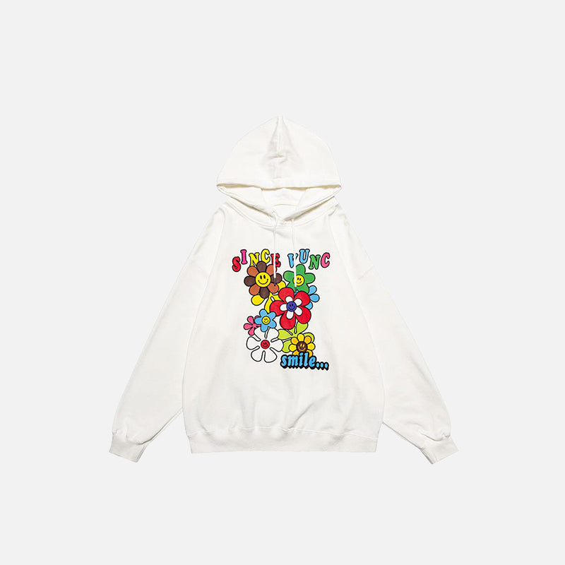 Smiley Sunflowers Retro Hoodie