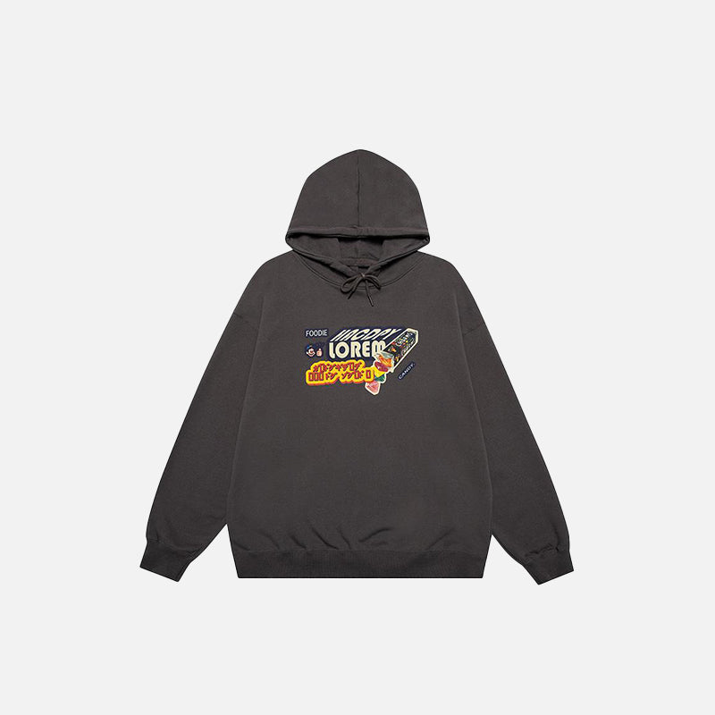 Letter Candy Print Oversized Hoodie