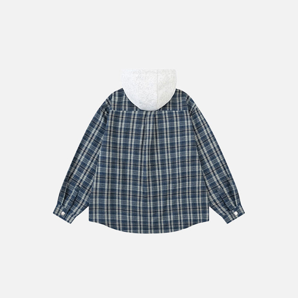 Plaid Front Pockets Hooded Jacket