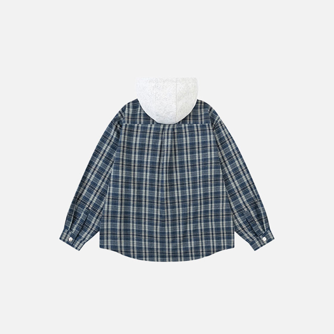 Plaid Front Pockets Hooded Jacket