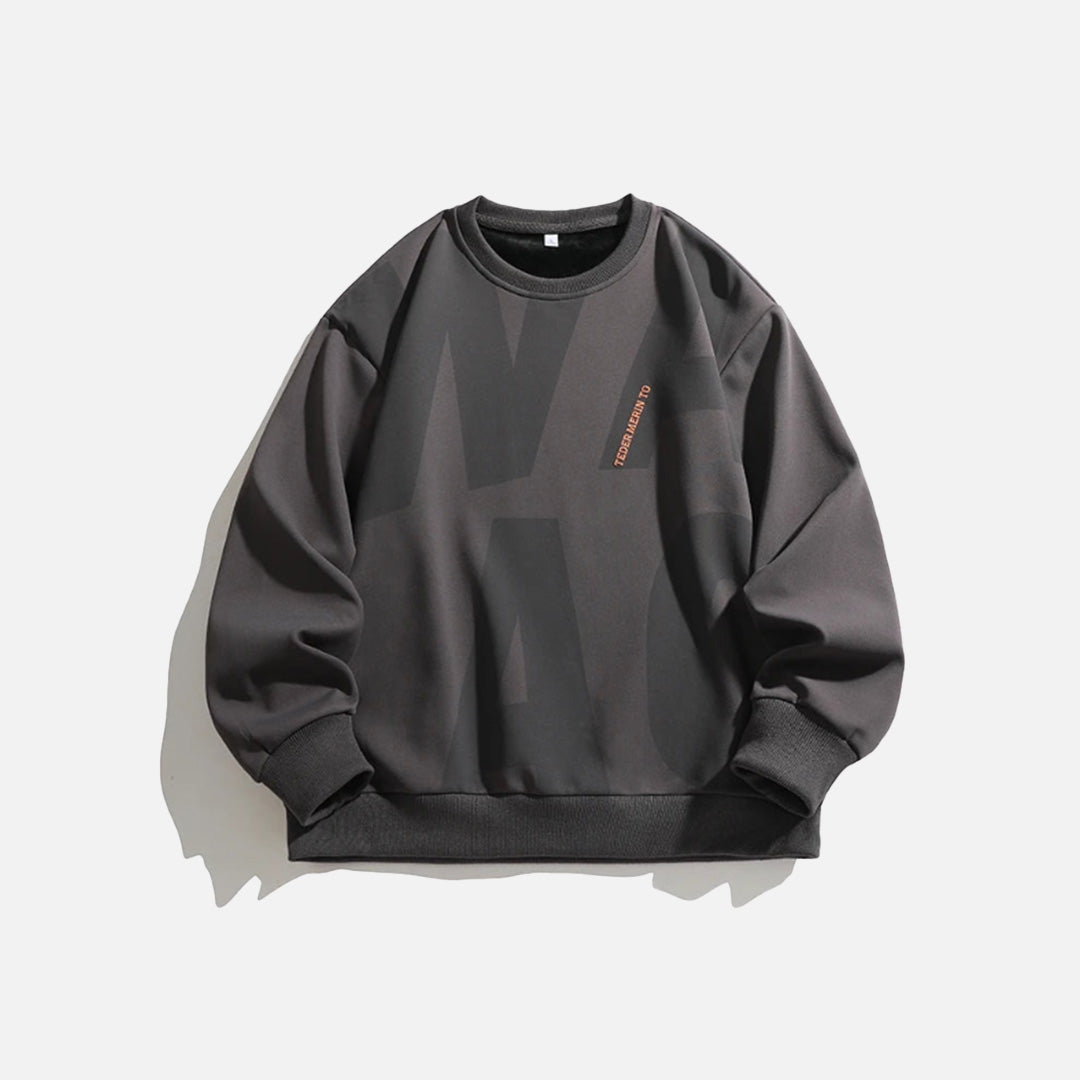 Front view of the dark grey Abstract Motion Sweatshirt in a gray background