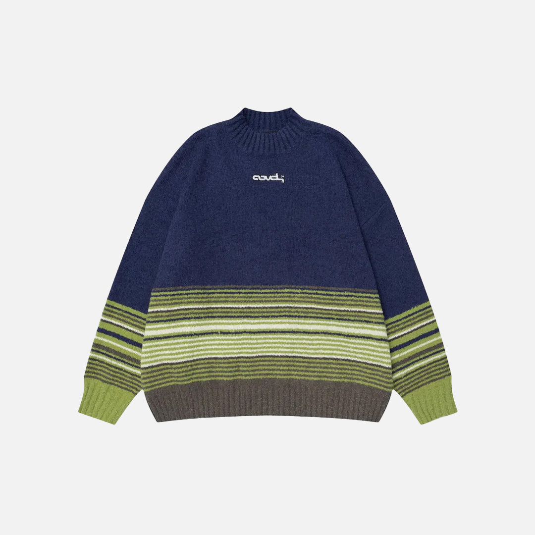Y2K Vintage Striped Patchwork Sweater