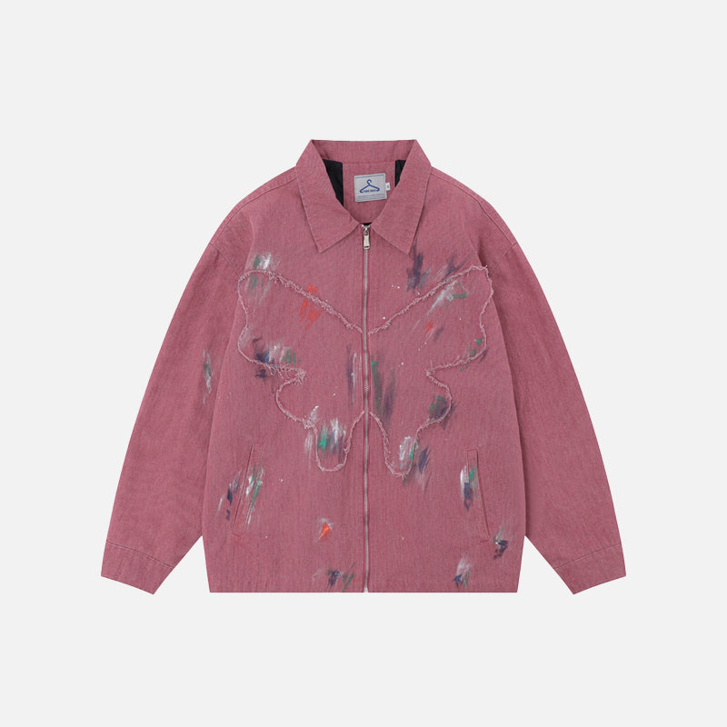 Splash Ink Embroidered Butterfly Jean Jacket