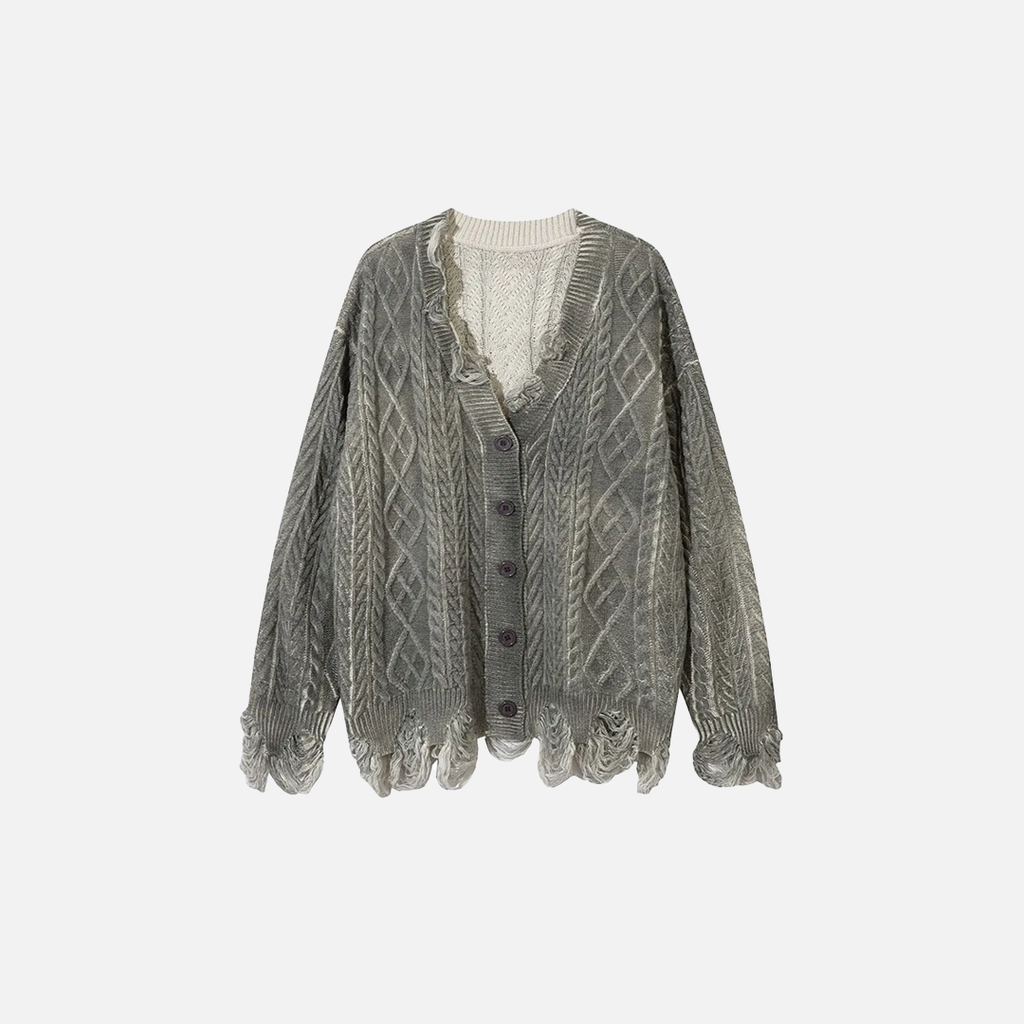 Retro Grunge Knitted Oversize Cardigan Sweater