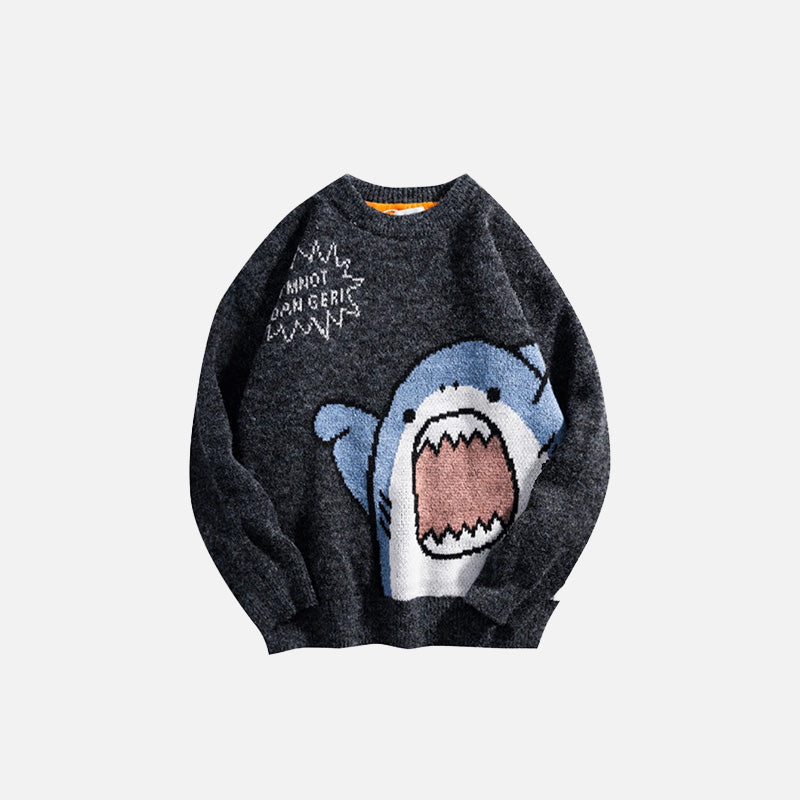 Oversized Scary Shark Knitted Sweater
