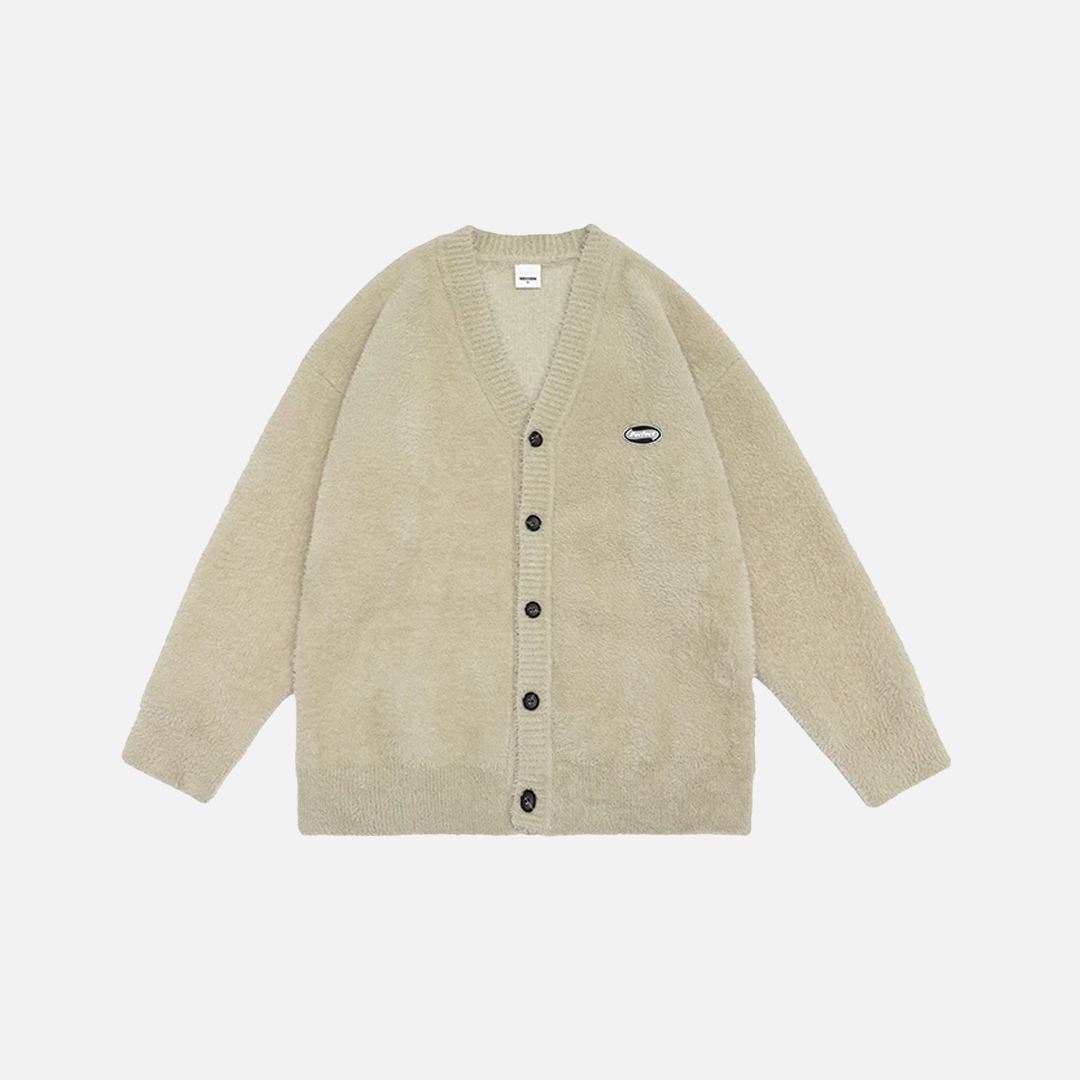 Solid Furry Zip-Up Cardigan Sweater