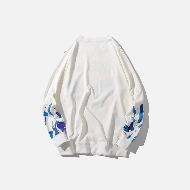 Butterfly Blue Flames Print Sweatshirt