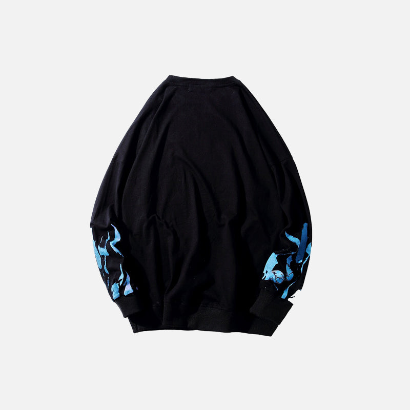 Butterfly Blue Flames Print Sweatshirt