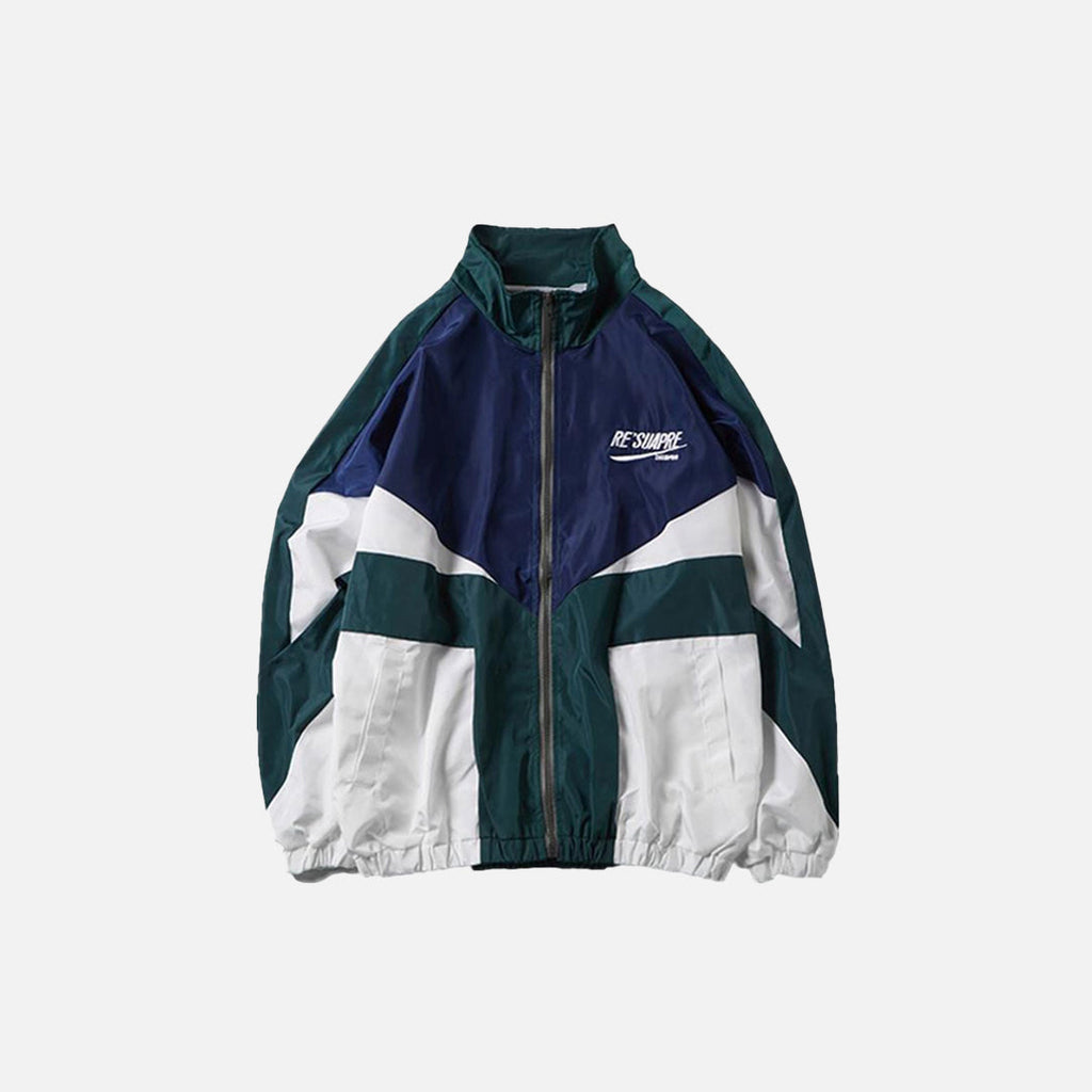 Patchwork Color Block Windbreaker Jacket