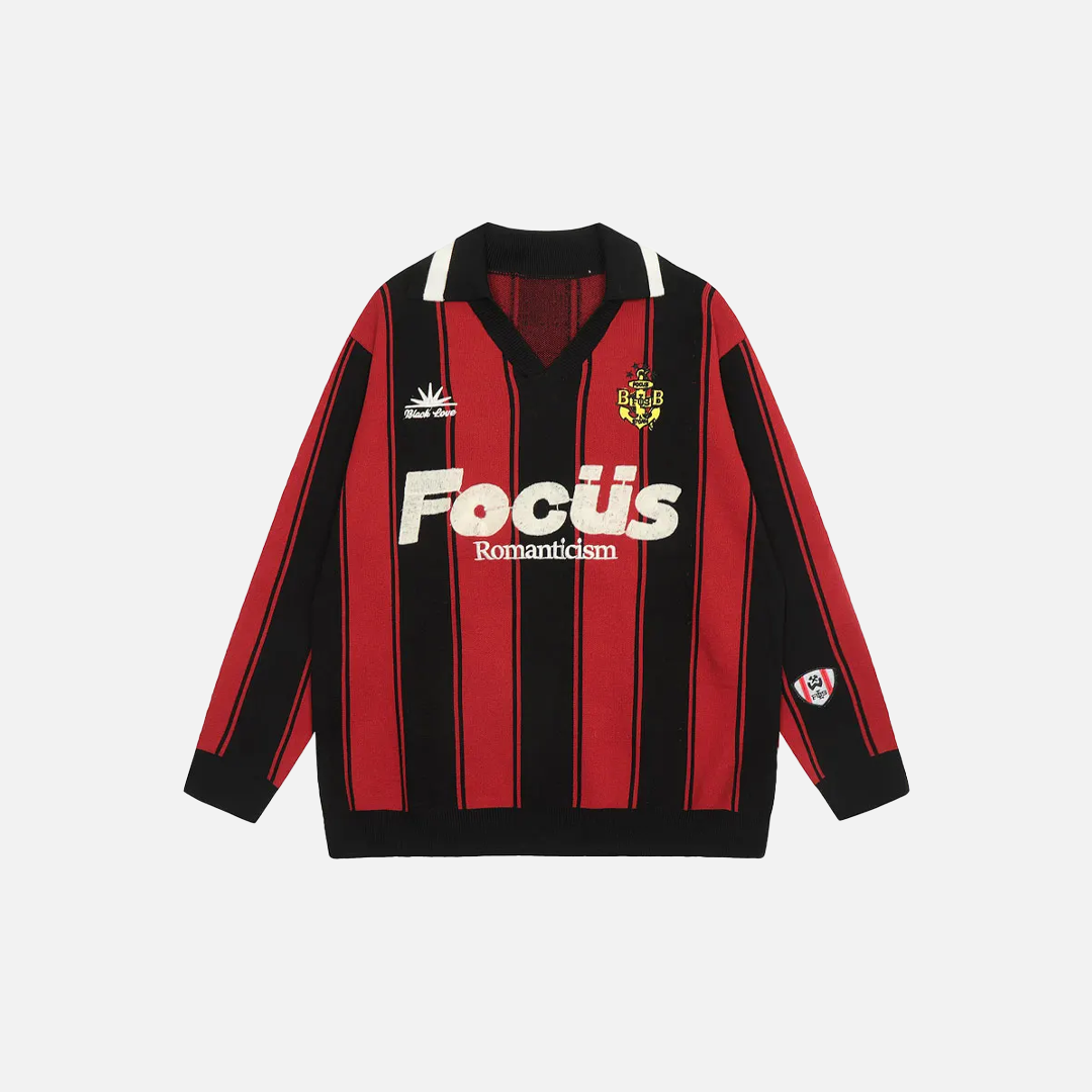 Vintage Embroidered Striped Knitted Sweater