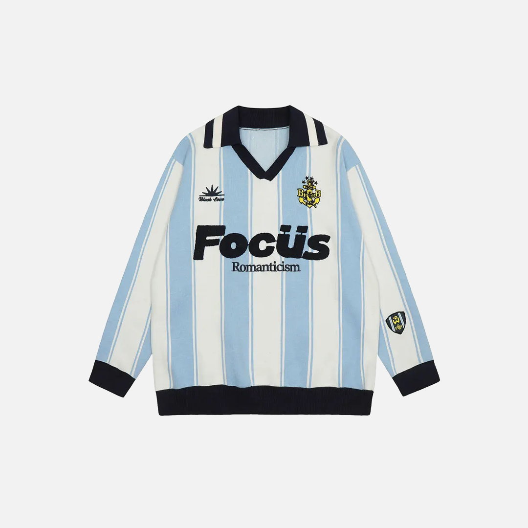 Vintage Embroidered Striped Knitted Sweater