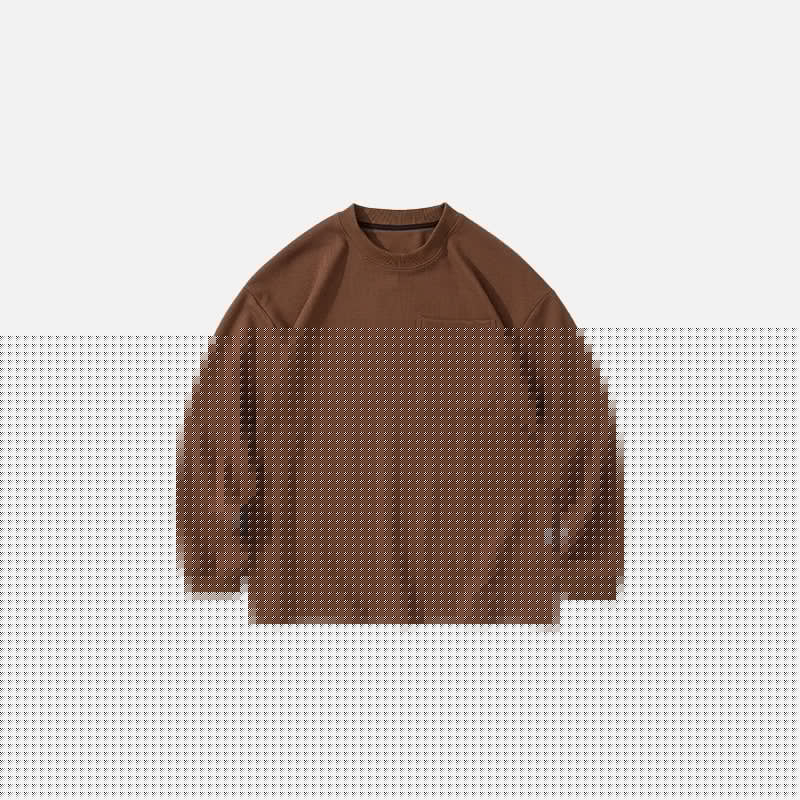 Front view of the brown Timeless Pocket Sweatshirt in a gray background