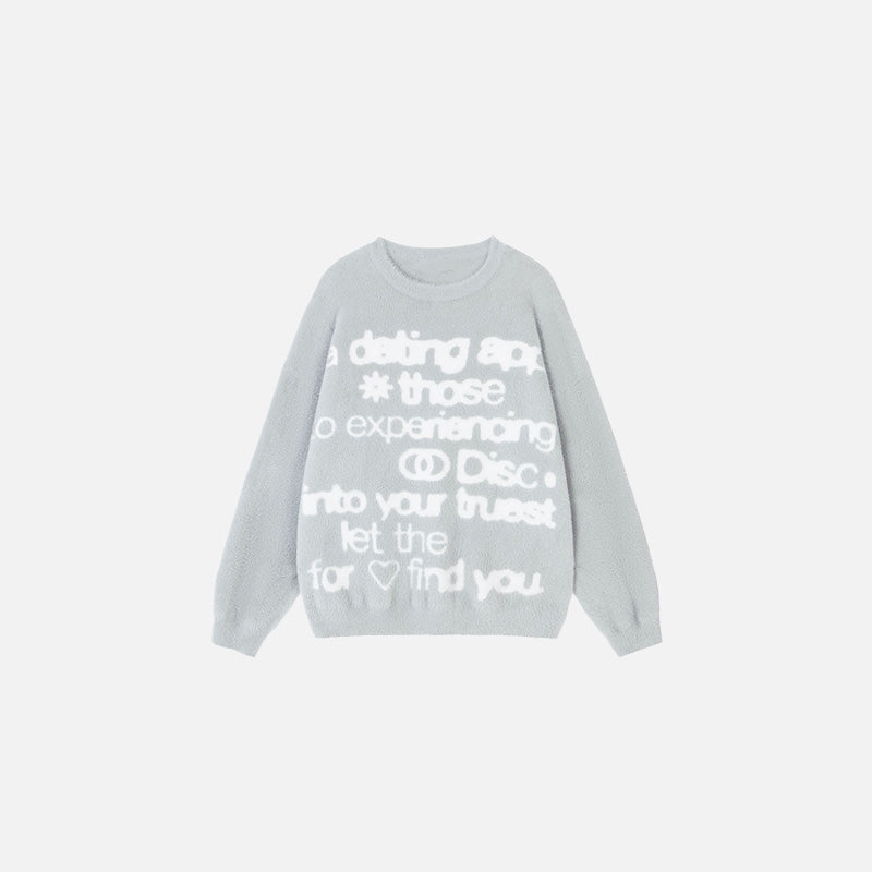 Front view of the gray Love Connection Loose Sweater in a gray background