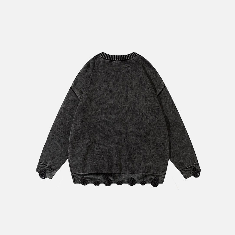 Loose Ripped Crewneck Sweatshirt