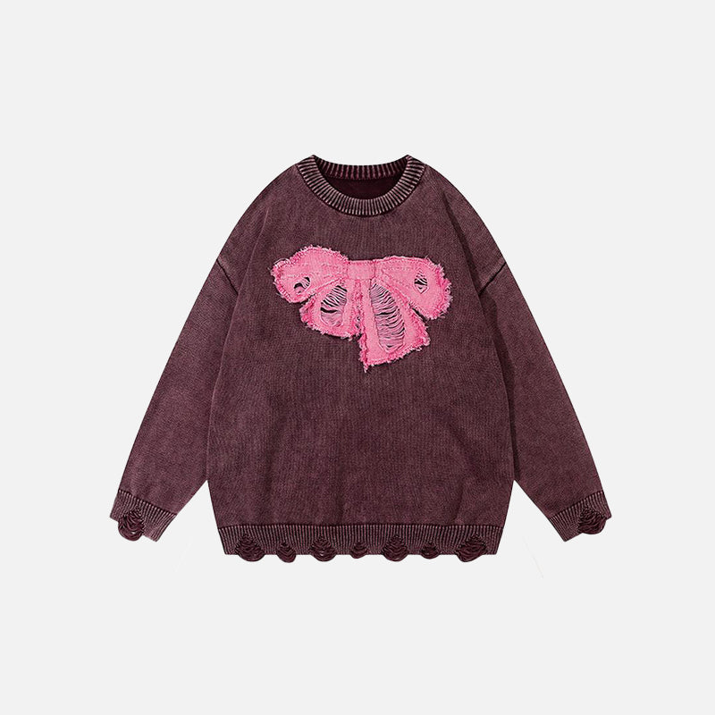 Loose Ripped Crewneck Sweatshirt