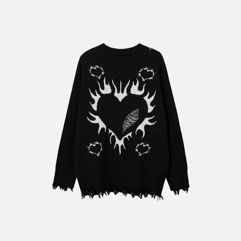 Burning Heart Ripped Sweater