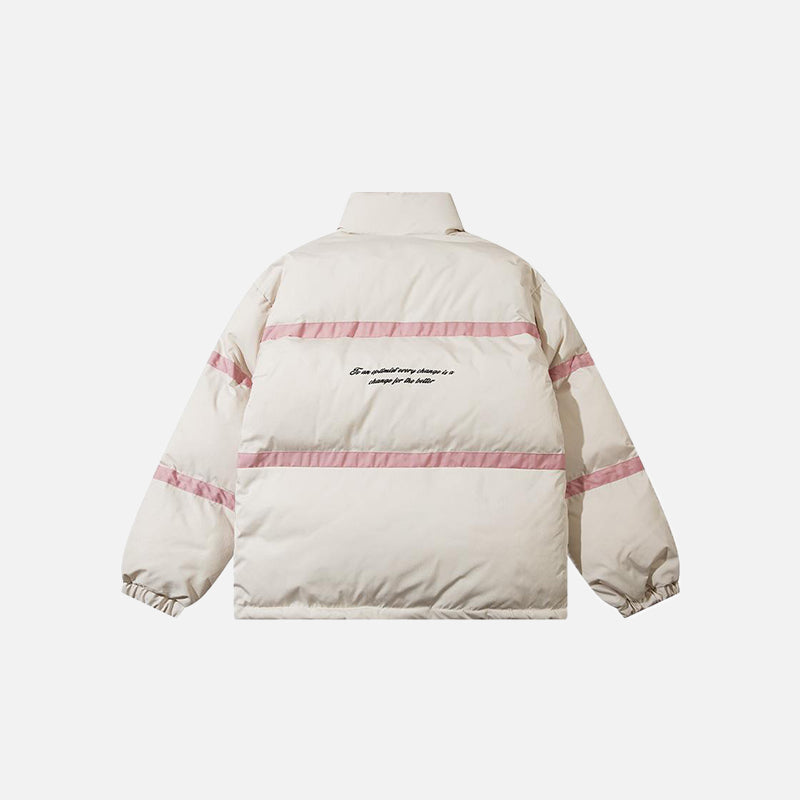 Color Block Stand Collar Puffer Jacket