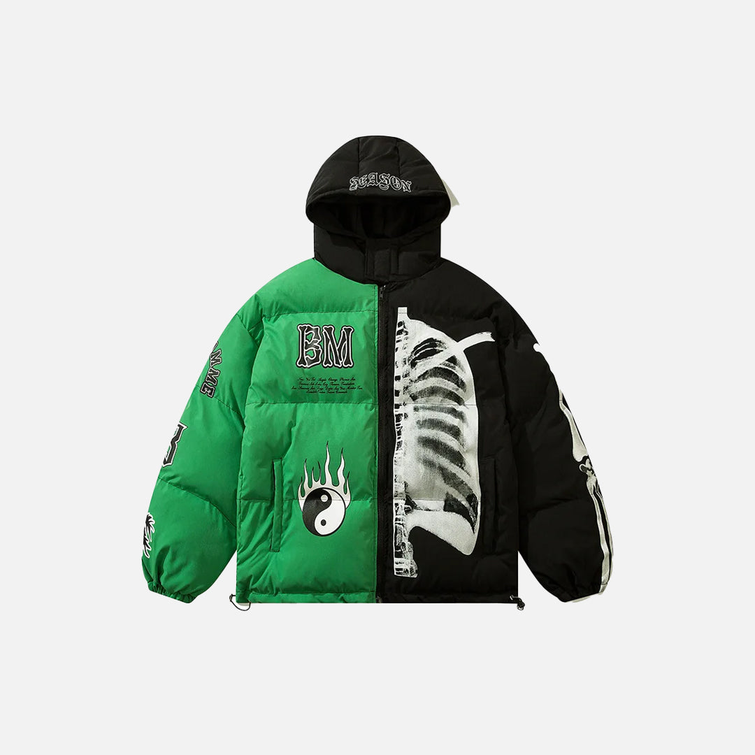 Yin Yang Club Oversized Puffer Jacket